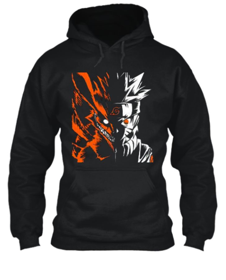 Kurama & Naruto | Black Hoodie - Front