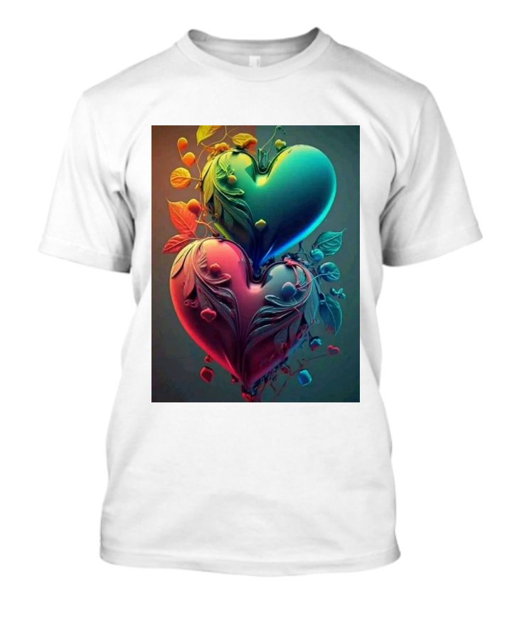 T- shirt for Men, Lovers, Cotton, Printed, Heart Design. - Front