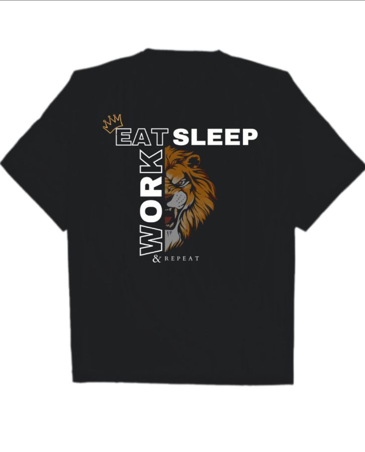 Lion Eat Sleep Work and Repeat T-shirt - Front