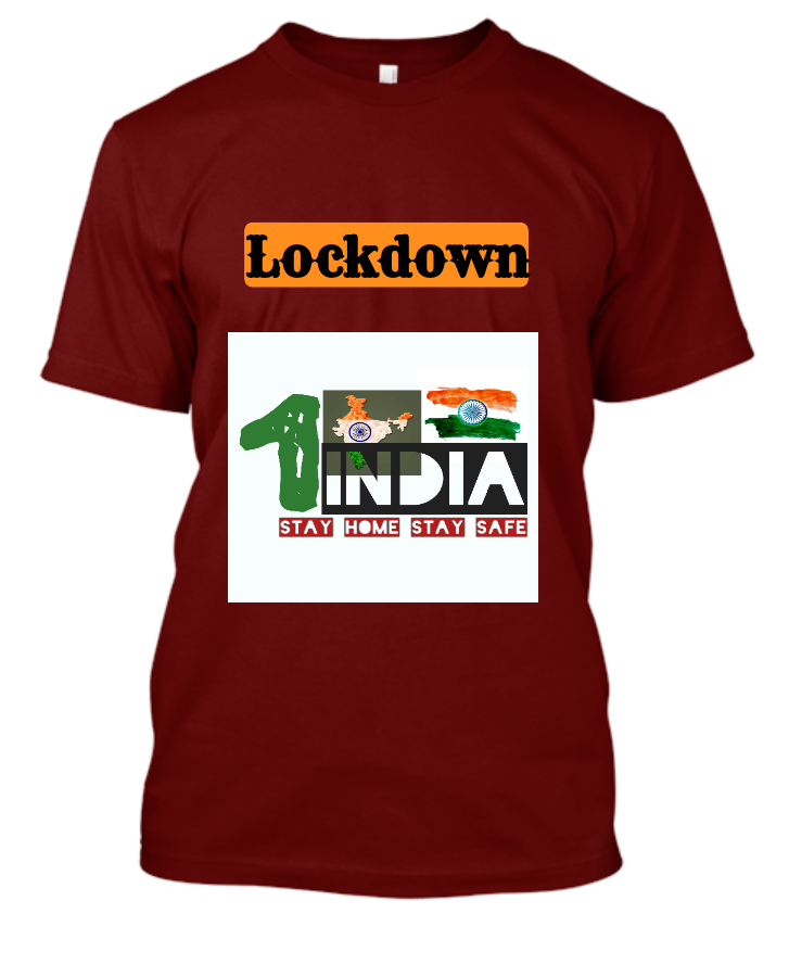 Lockdown C/19 Printed Half Sleeve Multi Colour T-shirt For Men - Front