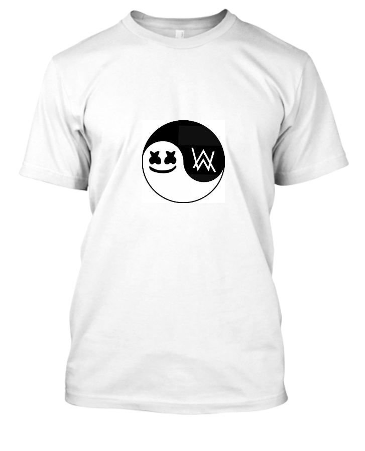 Marshmello & Alan Walker Yin-Yang design inspired half sleeves T-shirt for men - Front