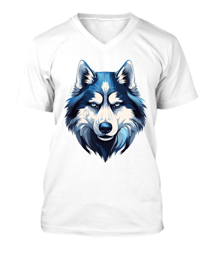Men Printed V Neck Cotton White T-Shirt - Front