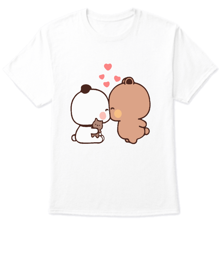 Men T-Shirt Bear Panda Kissing - Front