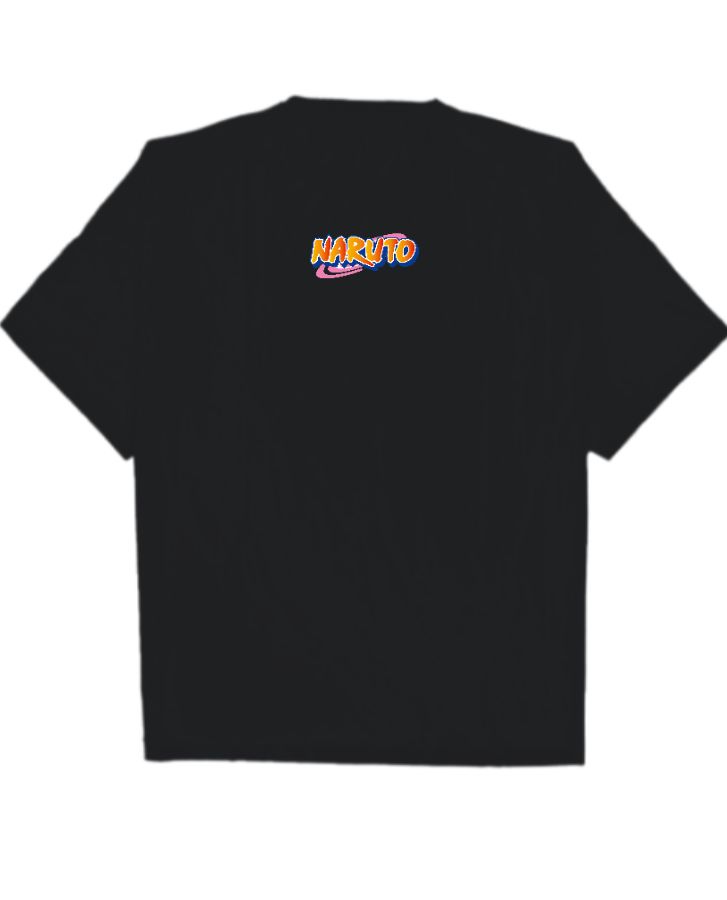 Men's Black Anime Naruto Graphic Printed T-shirt - Front