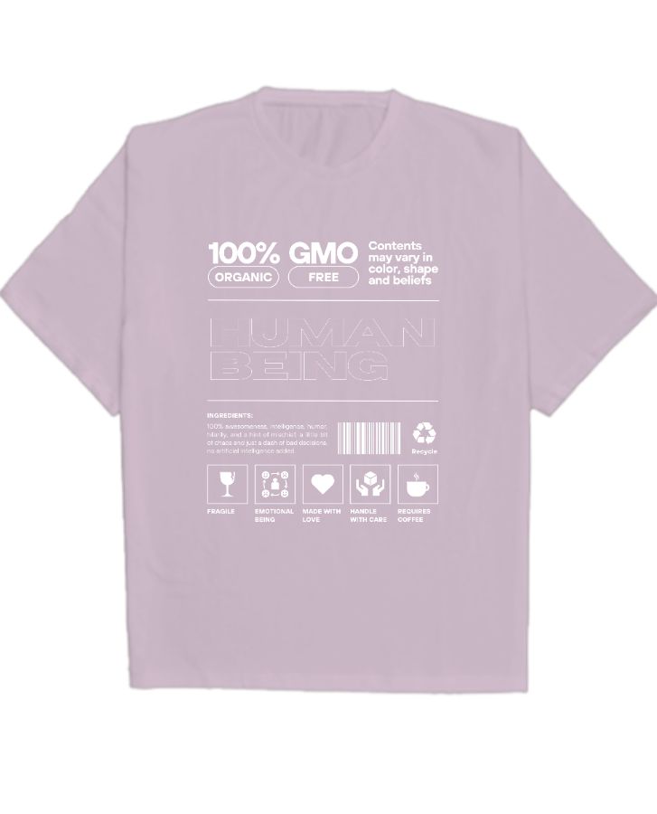 Modern Human Being | Oversized Pink Tee - Front