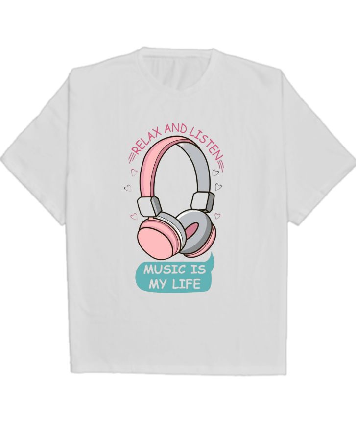 Music is My Life Oversized Design T-Shirt - Front