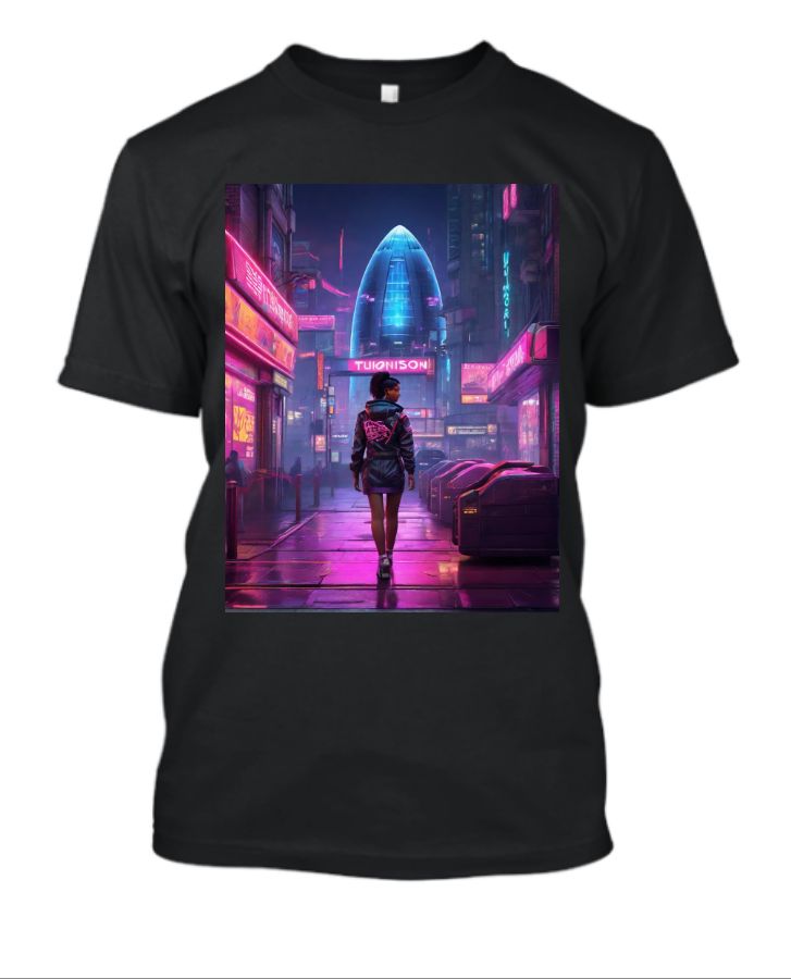 Neon Cyberpunk Landmarks        |       Half sleeves T-Shirt  - Front