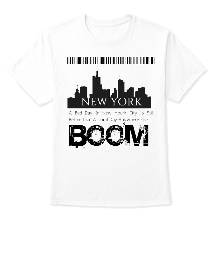 New York city Front graphic printed Tshirt with Boom | Half Sleeves T-Shirt - Front