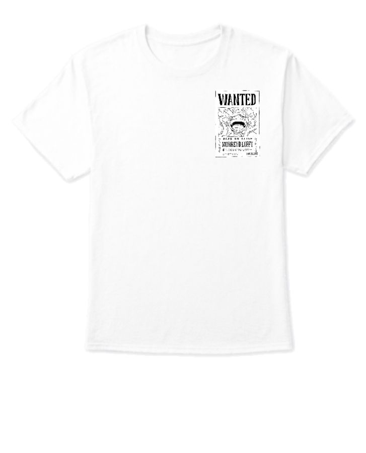 One piece luffy wanted poster half sleeve T-shirt - Front