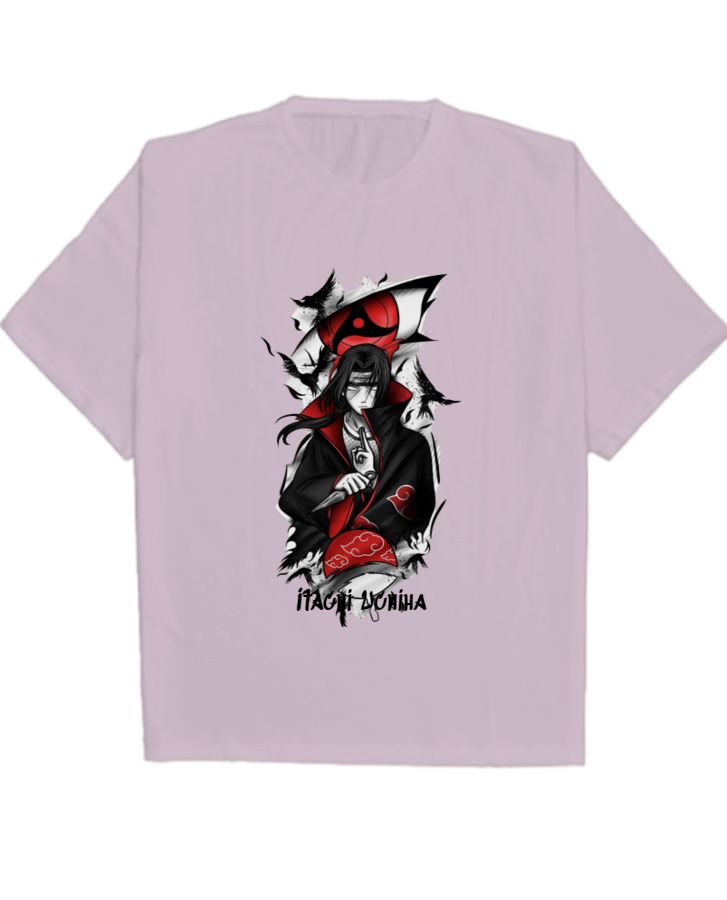 Over Sized Anime Printed T-shirt | Itachi Uchiha Print - Front