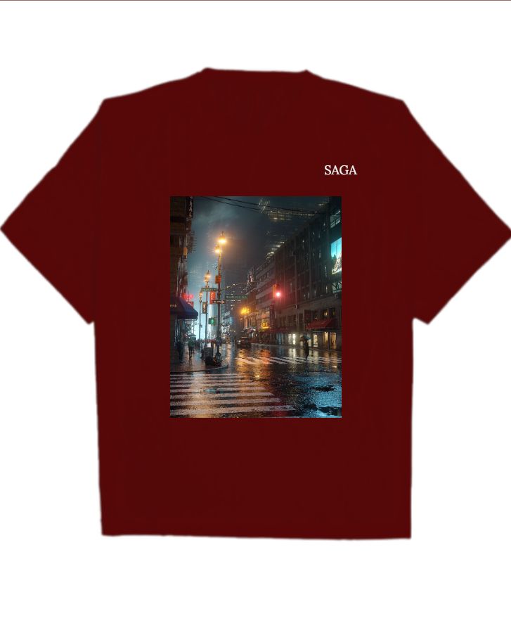 Oversize T-shirt lighting street - Front