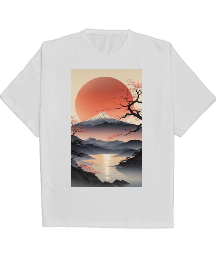 Oversized Mt.Fuji Japanese T-Shirt | Imported | Trending  - Front