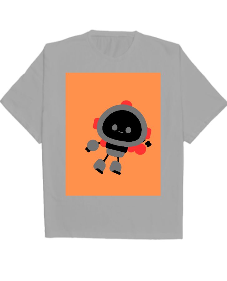 Oversized t-shirt robot print design - Front