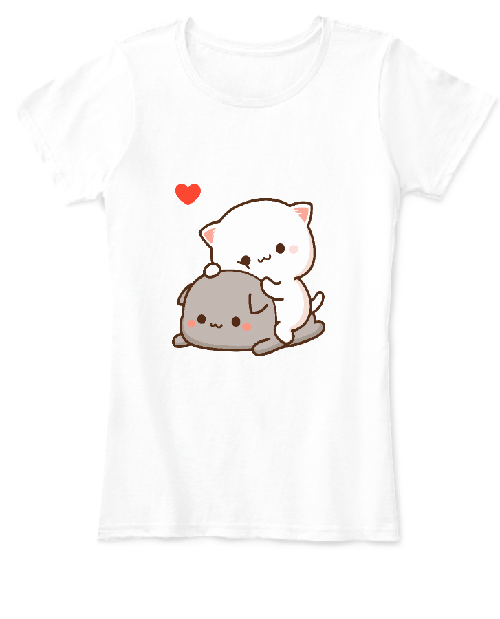 Women T-Shirt Peach sitting on Goma  - Front