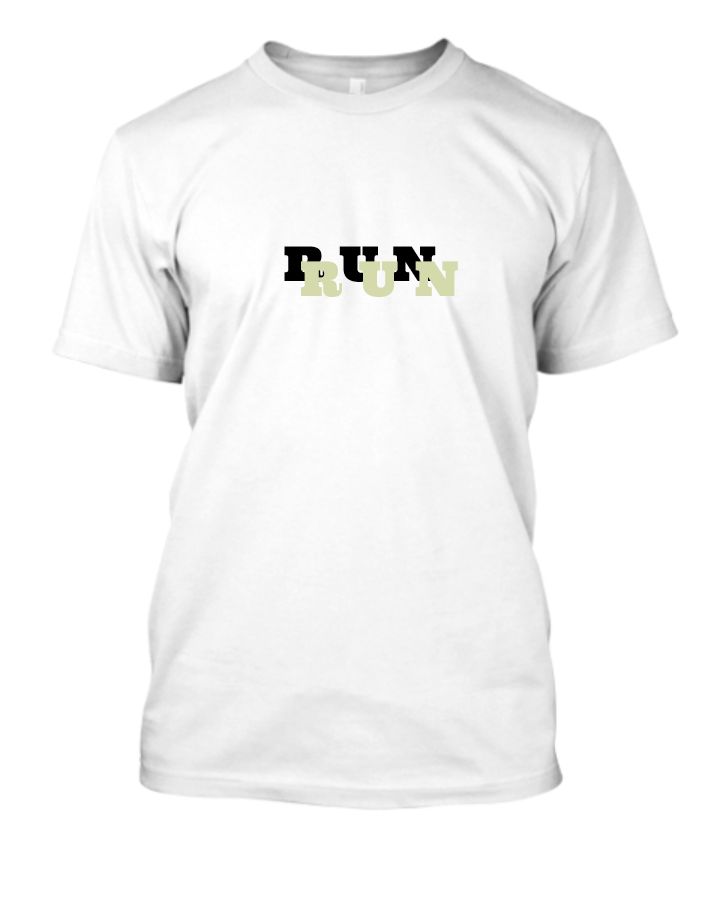 RUN White Half Sleeve Tshirt - Front
