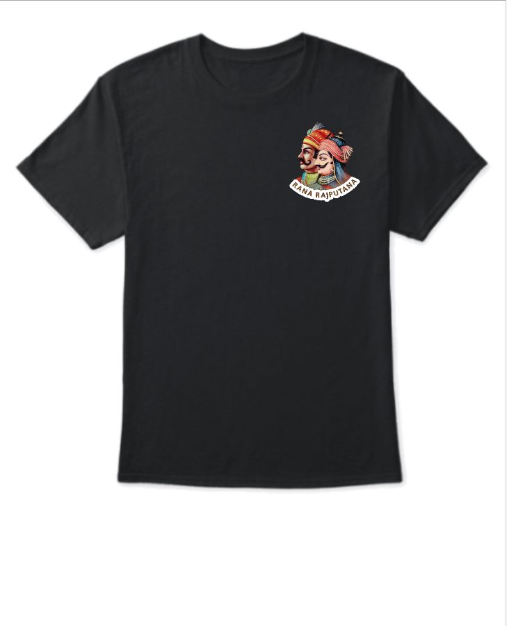Rajputana Kshatriya Design Tshirt with RANA RAJPUTANA Logo - Front