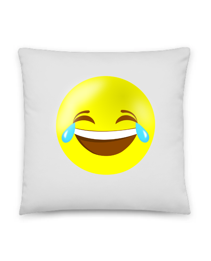 SMILED-EMOGI WHITE-PRINTED THROW-PILLOW - Front