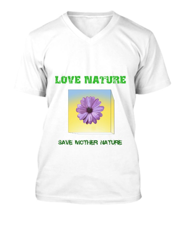 Save Mother Nature | V Neck T- Shirt | White | For Mens & Nature Lover - Front