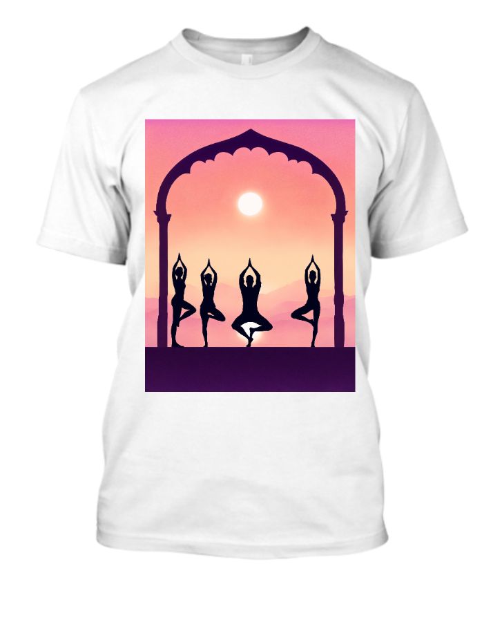 Serene Asana: Yoga Silhouettes Arch Design t- shirts - Front