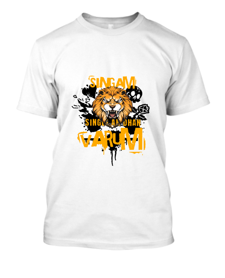 Singam single ah dhan varum (sivaji) dialogue casual comfy t-shirts - Front