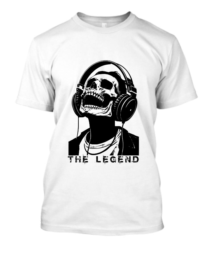 Skull Beats: Laughing Skull with Headphones Printed T-Shirt - Front