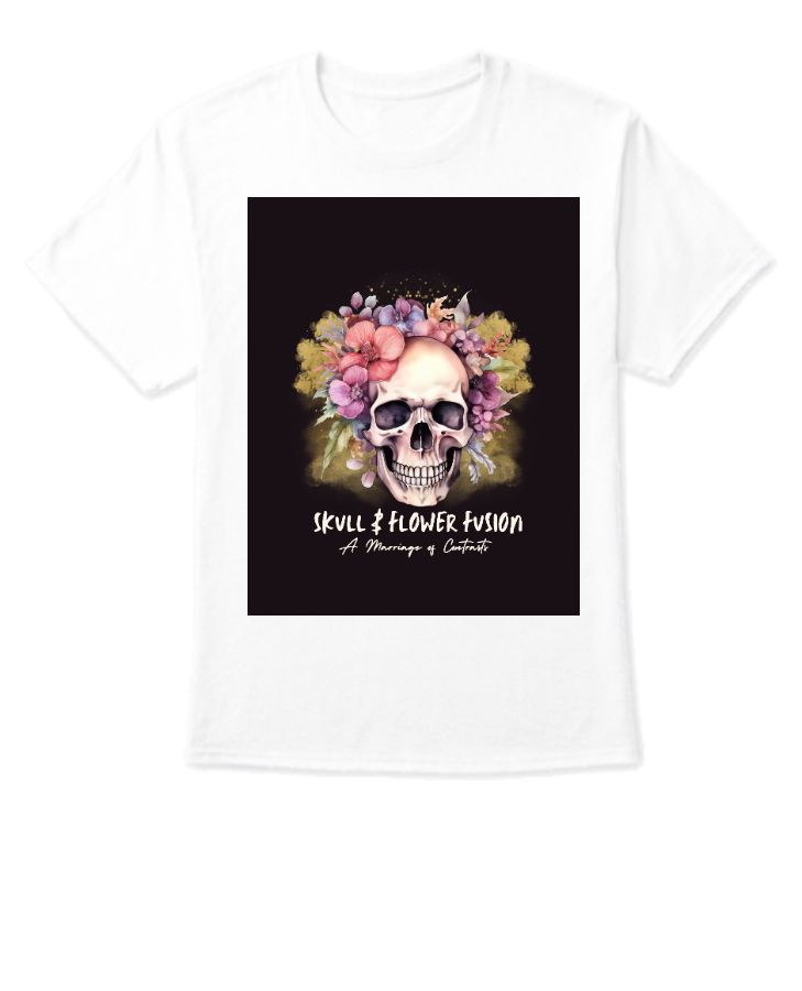 Skull and Flower Fusion Unisex T-shirt - Front