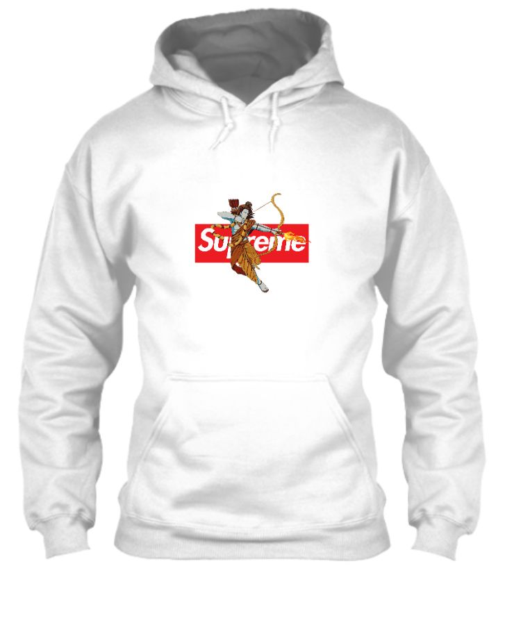 Supreme X Shree Ram Ji | White Hoodie - Front