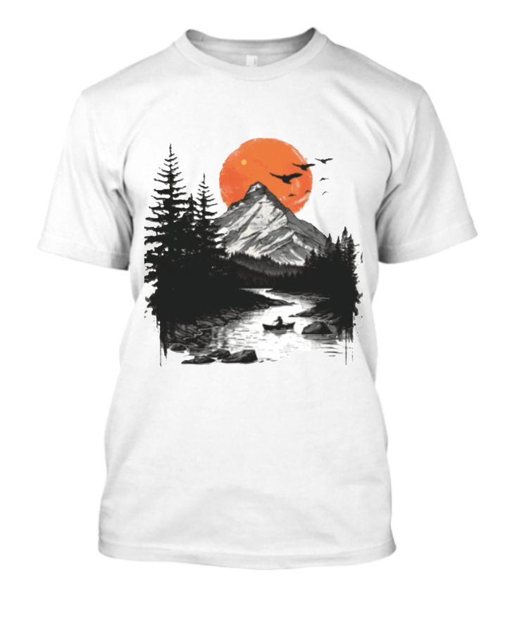 TSHACK cool mountain and forest theme printed t shirt with 5 different colour. cotton  - Front