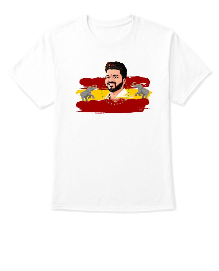 TVK Tamilaga Vettri Kazhagam Thalapathy Vijay Party Fan Merchandise Half Sleeve T-Shirt - Front