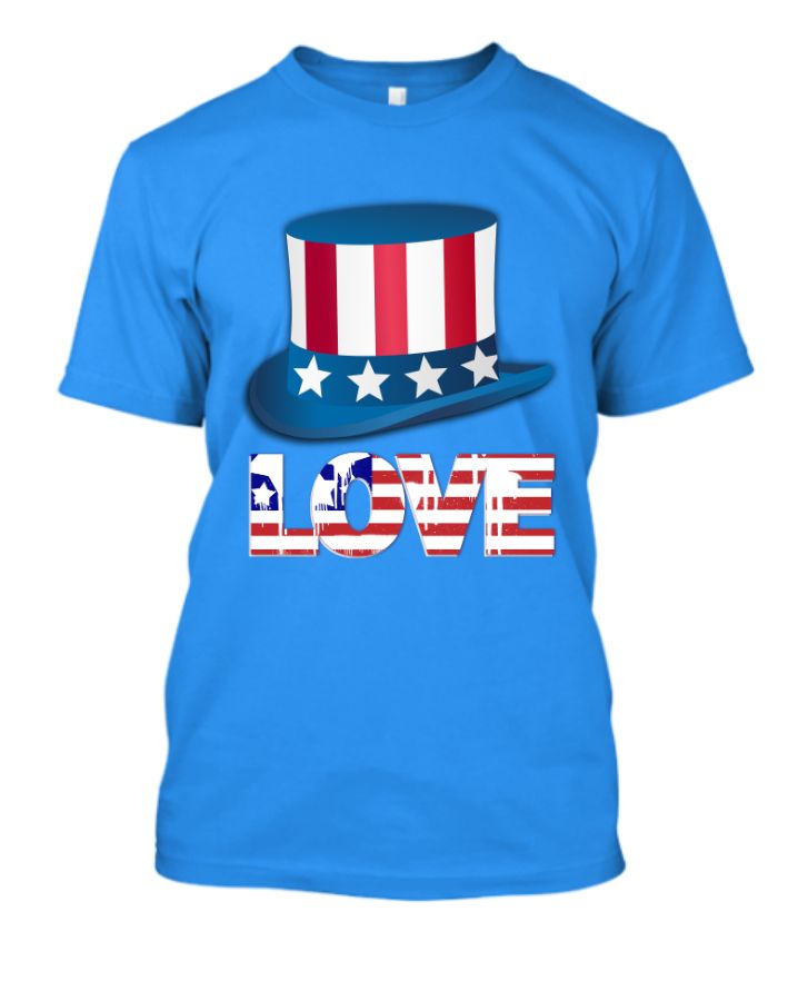 USA Love Letter With American Flag T-Shirt - Front