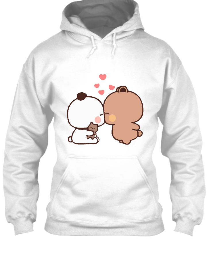 Unisex Hoodie Bear and Panda Kissing - Front