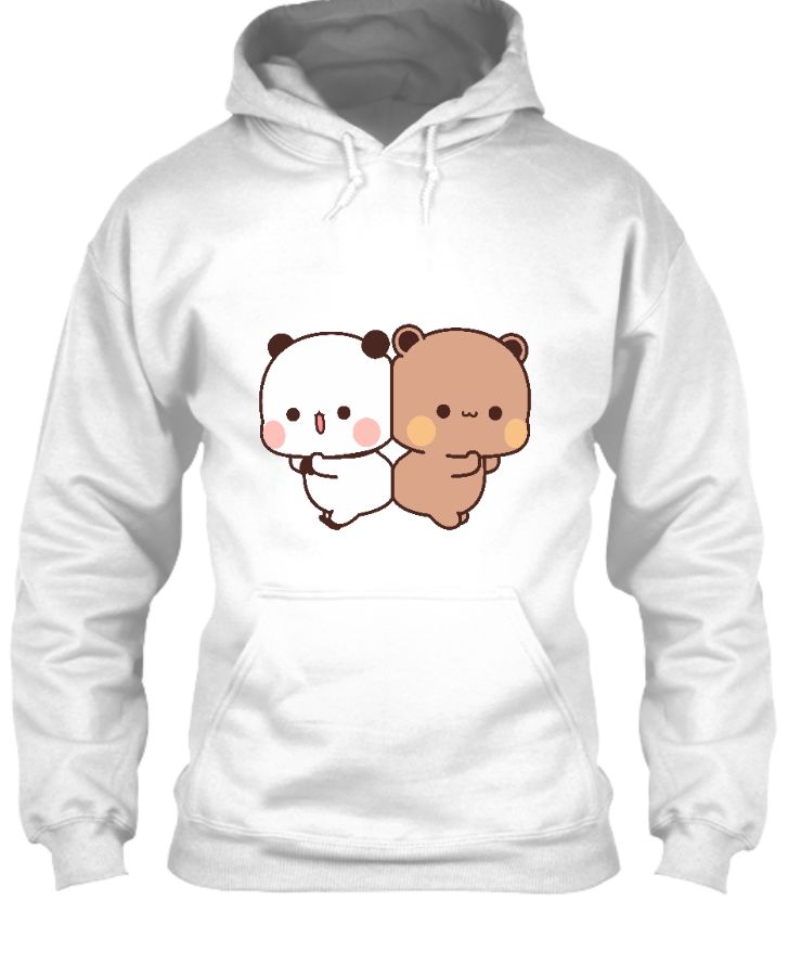 Unisex Hoodie Bear and Panda standing together 2 - Front