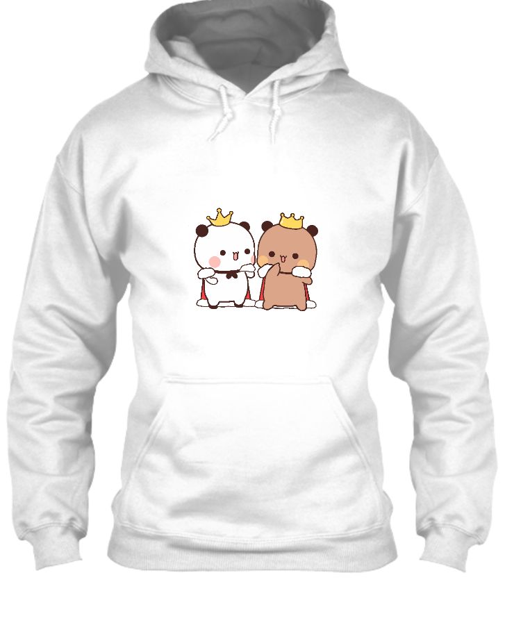 Unisex Hoodie Bear and Panda wearing cape and crown - Front