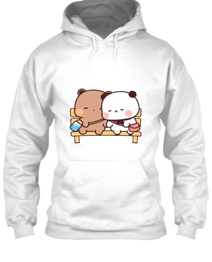 Unisex Hoodie bear and panda sitting together - Front