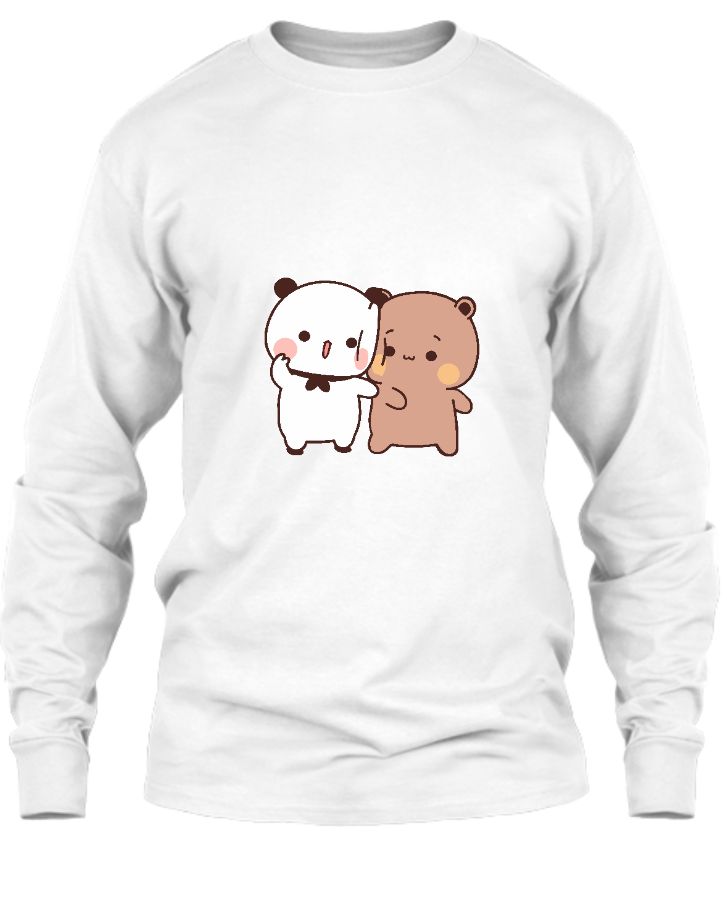 Unisex Long Sleev Bear and Panda standing together - Front