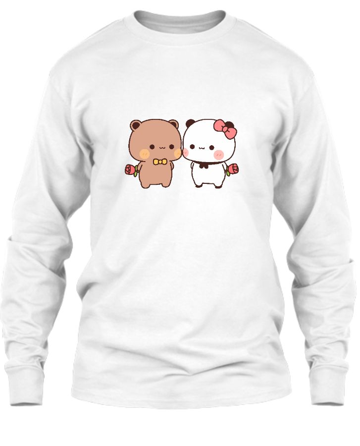 Unisex Long Sleeve Bear and Panda ready to propose love - Front