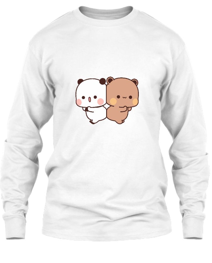 Unisex Long Sleeve Bear and Panda standing together 2 - Front