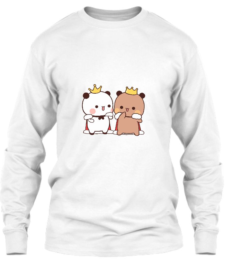 Unisex Long Sleeve Bear and Panda wearing cape and crown - Front