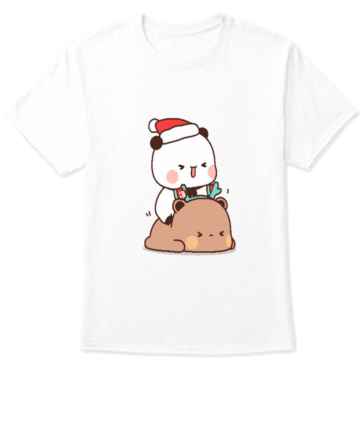 Unisex T-Shirt Panda sitting on bear winter - Front