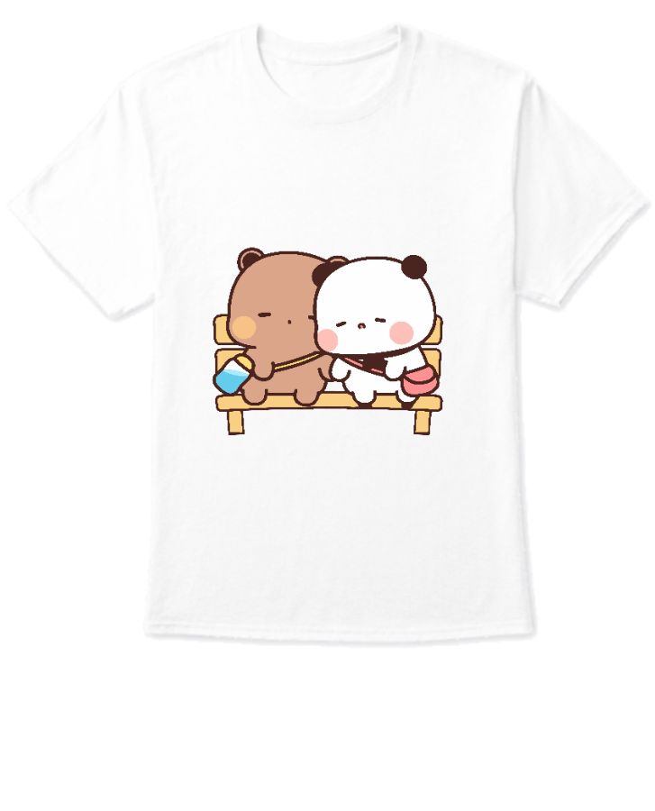 Unisex T-Shirt bear and panda sitting together - Front