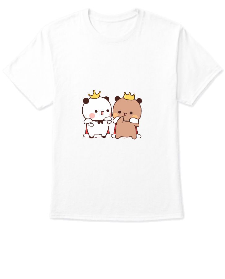Unisex T-shirt Bear and Panda wearing cape and crown - Front