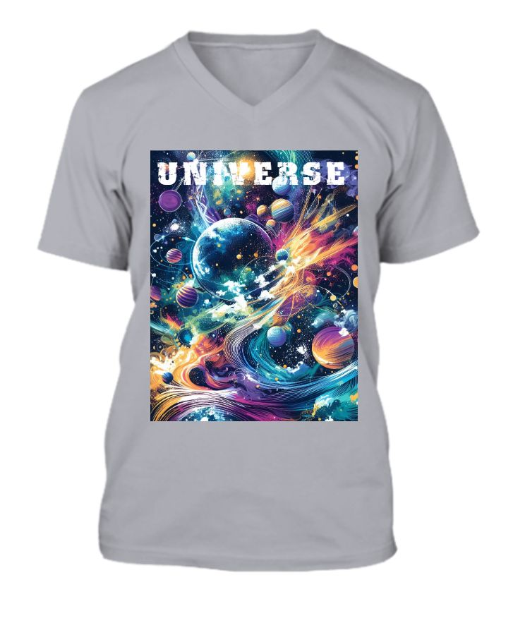 Universe Half Sleeve T-Shirt | V-Neck Tee - Front