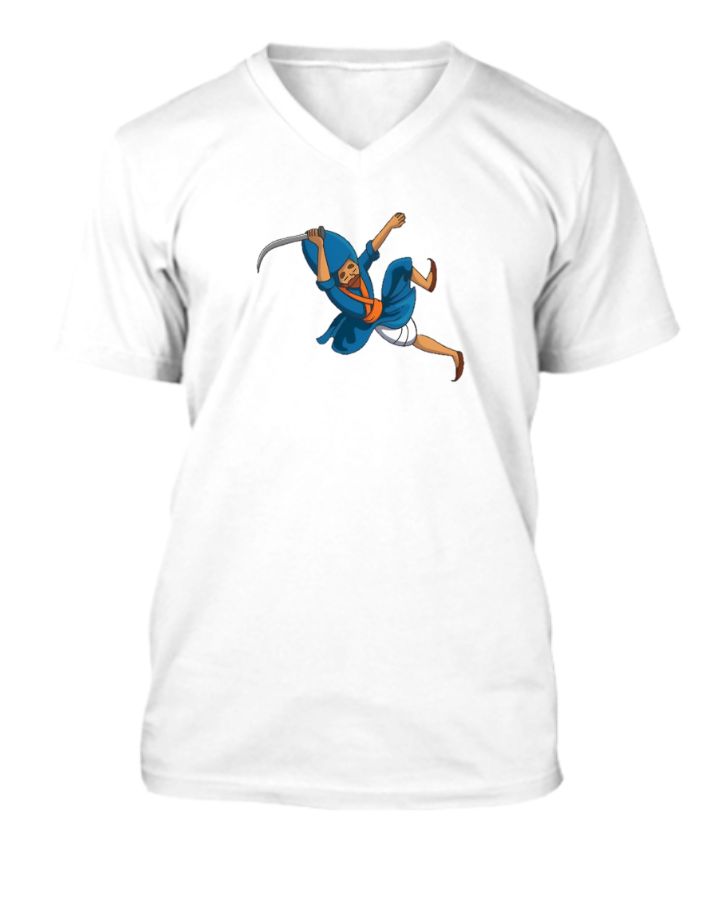 V-Neck Half Sleeve T-Shirt Gatka warrior| BBSB - Front
