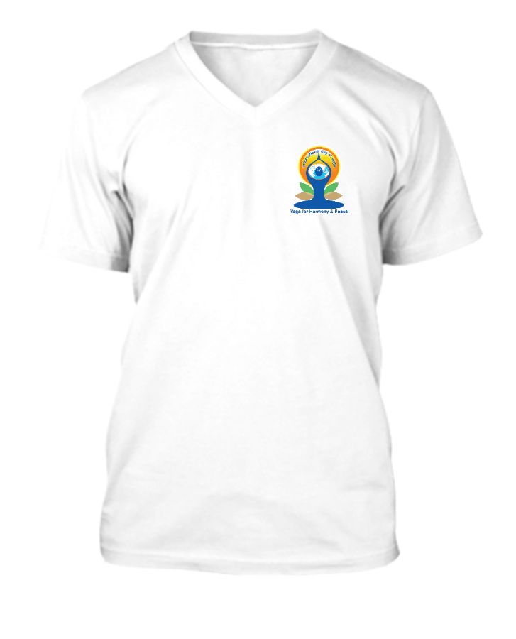 V-shape Neck T-shirt for Men & Women International Yoga Day Print