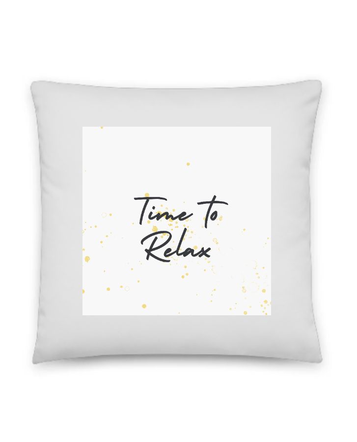 WHITE THROW PILLOW FOR TIME TO RELAX - Front