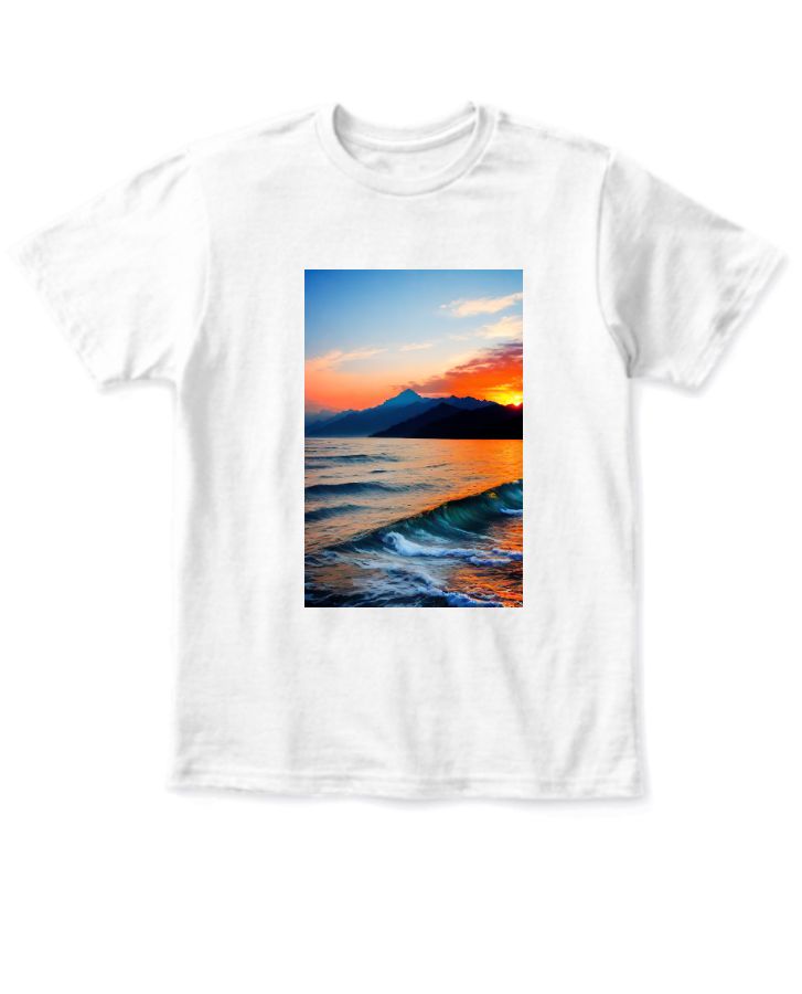 Waves and sunset half sleeves T shirt - Front
