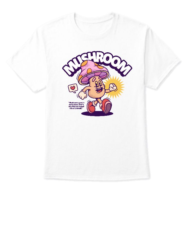 White round nack half sleeve t shirt | Mashroom graphic T-shirt | 100% Cotton - Front