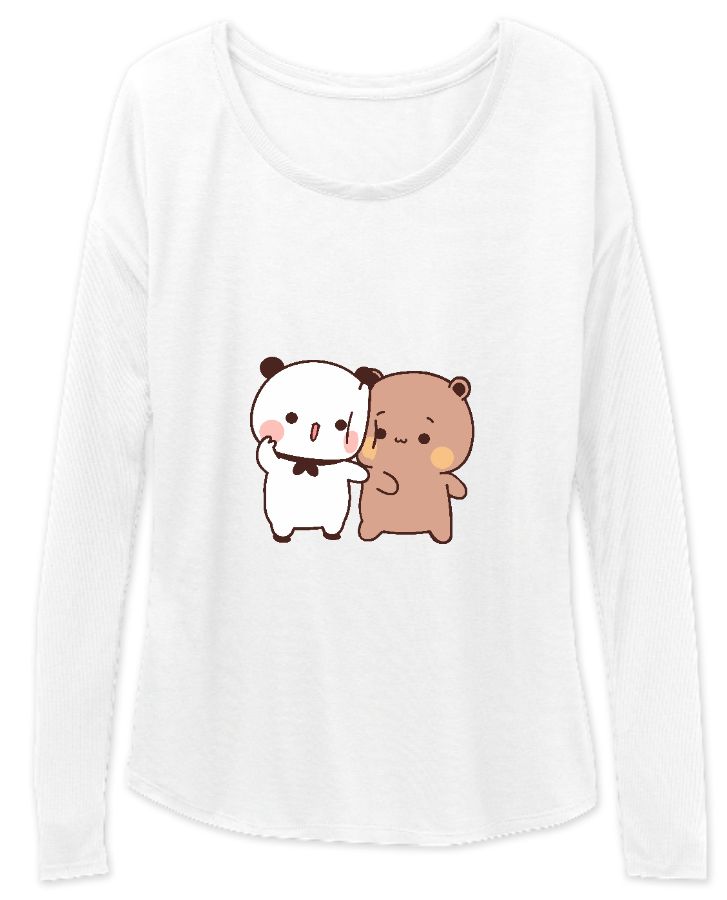 Women Full Sleeve Bear and Panda standing together - Front