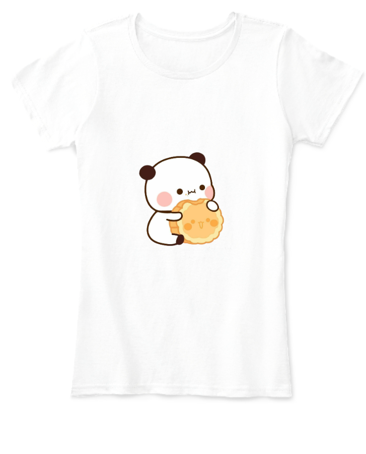 Women Panda Having Cookie T shirt - Front