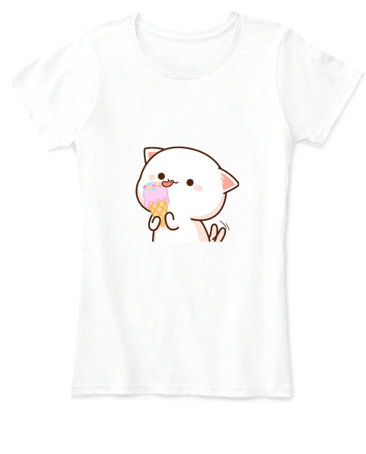 Women Peach Ice Cream Half Sleeve T shirt  - Front